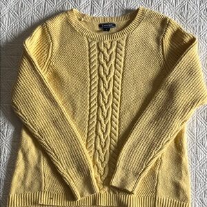 Lands' End Butter Yellow Cable Crewneck Sweater